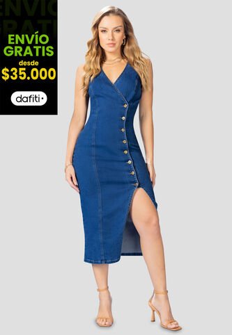 Vestido Mujer Azul Medio Mp 108279 MP