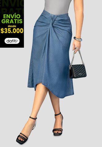 Falda Larga Mujer Azul Medio Mp 112372 MP