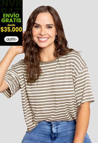 Camiseta Mujer Café Pardo-Blanco Mp 110852 MP