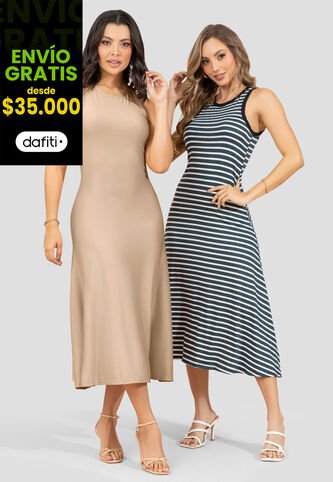 Vestido Paq X2 Mujer Multicolor Mp 110497 MP