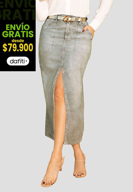 Falda Larga Mujer Verde Mp 107892