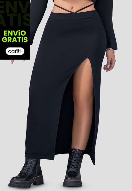 Falda Larga Mujer Negro Mp 110266