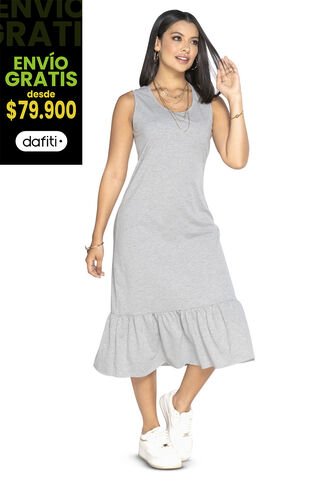 Vestido Largo Mujer Gris Jaspe Mp 3766 MP