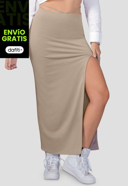Falda Larga Mujer Café Pardo Mp 110266