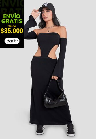 Vestido Largo Mujer Negro Mp 106184 MP