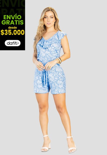 Enterizo Corto Mujer Estampado Azul Mp 112220