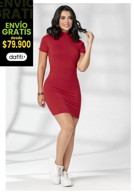 Vestido Corto Mujer Rojo Mp 5947