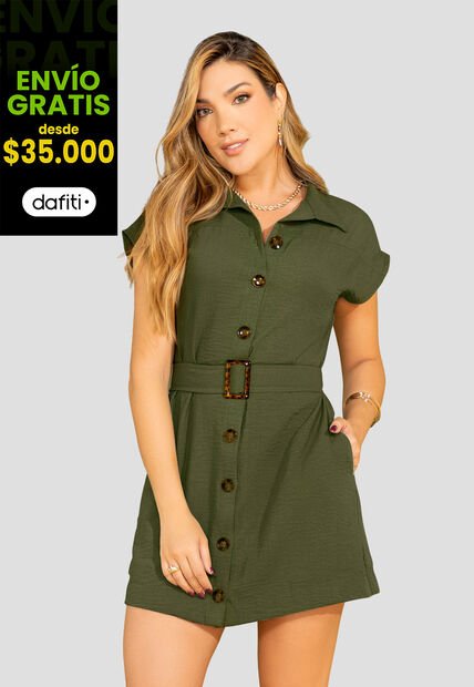 Vestido Mujer Verde Militar Mp 110131