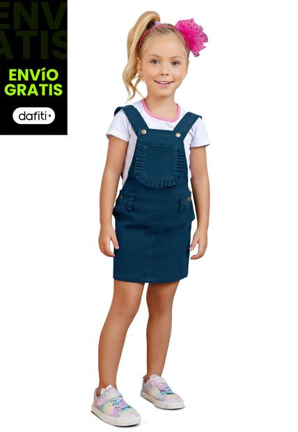 Jardinera Corta Infantil Femenino Azul Mp 34429