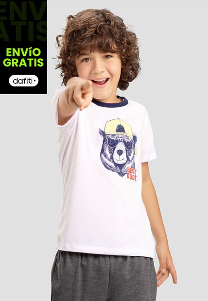 Camiseta Infantil Masculino Blanco Mp 103718