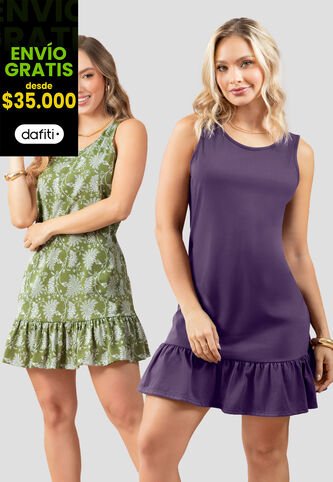 Vestido Paq X2 Mujer Multicolor Mp 111075 MP