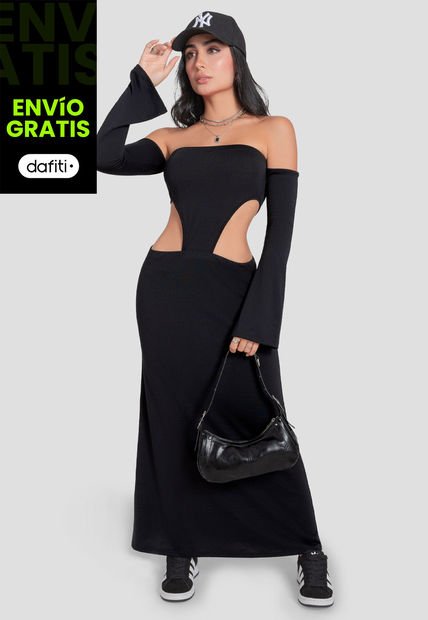 Vestido Largo Mujer Negro Mp 106184