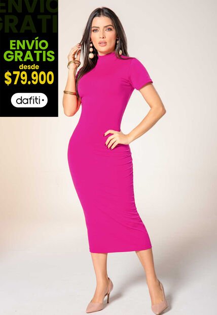 Vestido Largo Mujer Fucsia Mp 1834