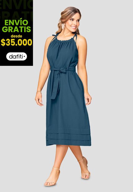 Vestido Largo Mujer Azul Profundo Mp 110133