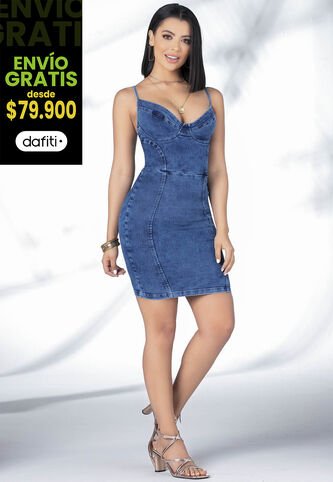 Vestido Corto Mujer Azul Medio Mp 5781 MP