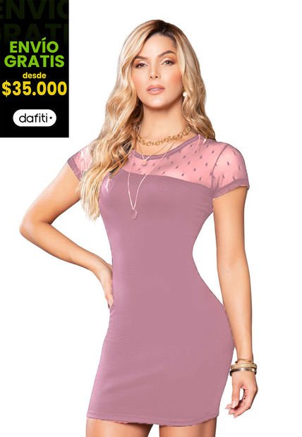 Vestido Corto Mujer Palo De Rosa Mp 96195