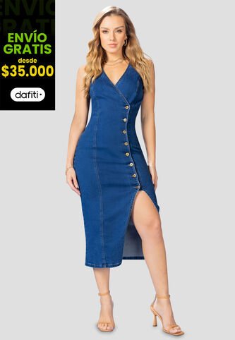 Vestido Mujer Azul Medio Mp 108279 MP