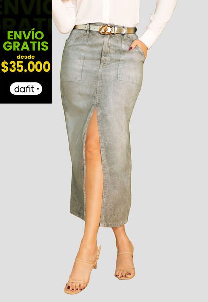 Falda Larga Mujer Verde Mp 107892