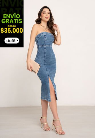 Vestido Largo Mujer Azul Mp 104596 MP