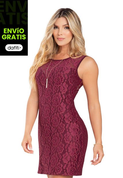 Vestido Corto Mujer Vinotinto Mp 87179