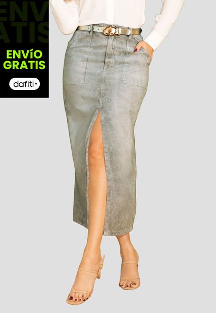 Falda Larga Mujer Verde Mp 107892