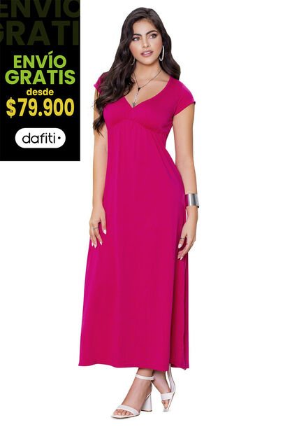 Vestido Largo Mujer Fucsia Mp 79860