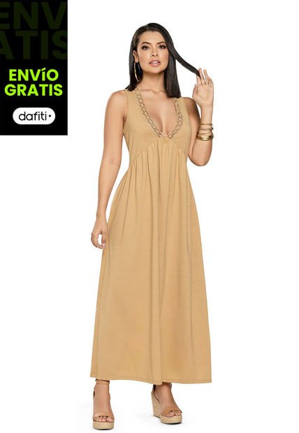 Vestido Largo Mujer Caramelo Mp 4506