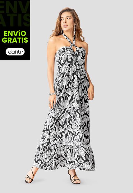 Vestido Largo Mujer Estampado Mp 107484