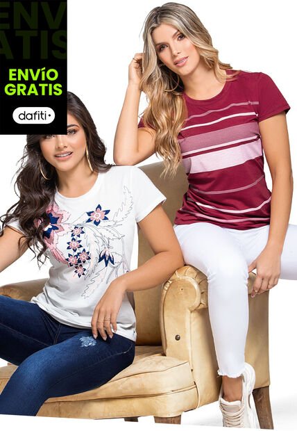 Camiseta Paq X2 Mujer Multicolor Mp 76585