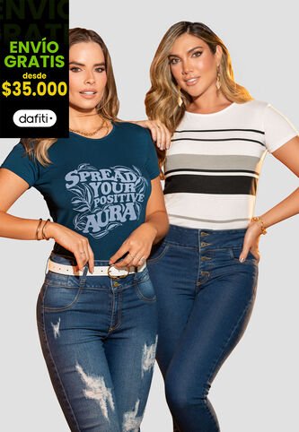 Camiseta Paq X2 Mujer Bicolor Mp 105809 MP