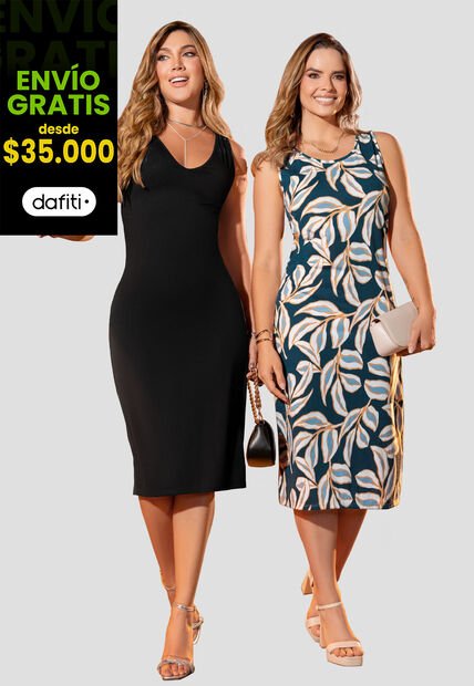 Vestido Paq X2 Mujer Bicolor Mp 105811