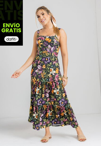 Vestido Largo Mujer Estampado Mp 107322