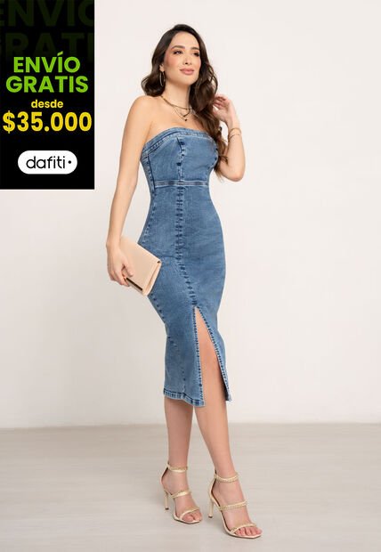 Vestido Largo Mujer Azul Mp 104596