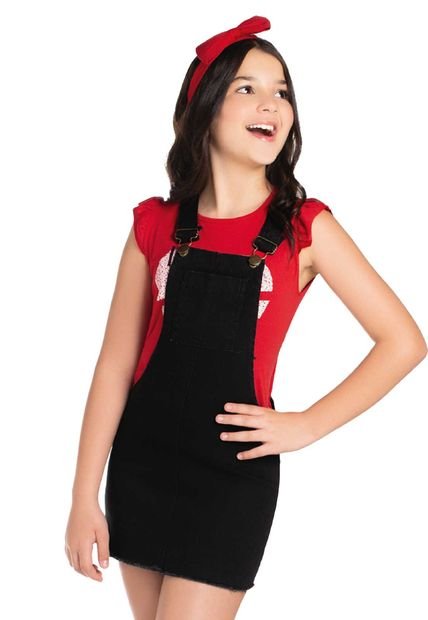 Jardinera Corta Infantil Negro Mp 78134