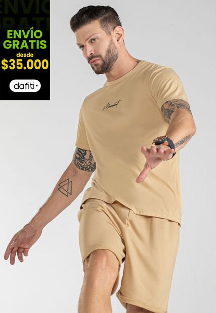 Camiseta Hombre Beige Mp 100495