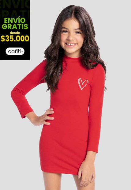Vestido Corto Infantil Femenino Rojo Mp 211