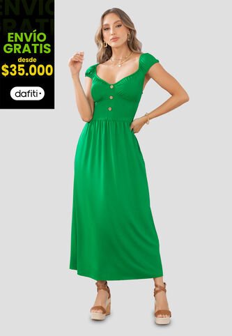 Vestido Largo Mujer Verde Mp 105166 MP