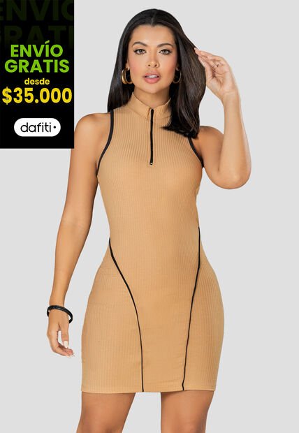 Vestido Corto Mujer Caramelo Mp 101025
