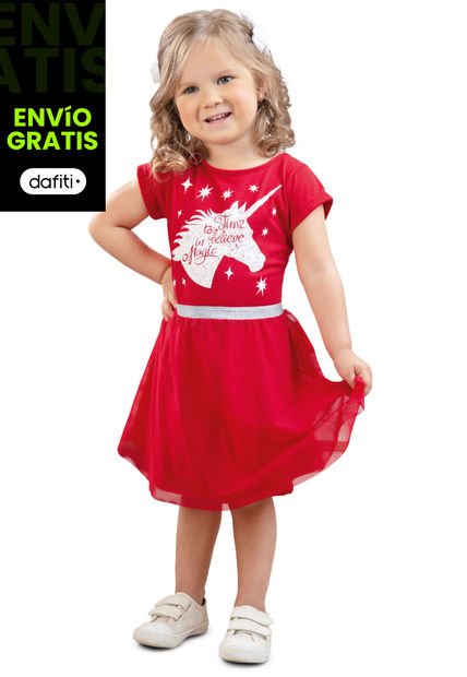 Vestido Infantil Femenino Rojo Mp 34422