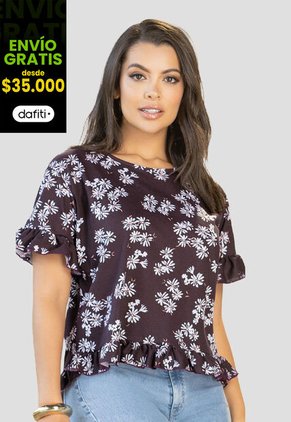 Blusa Mujer Estampado Mora Oscuro Mp 112218