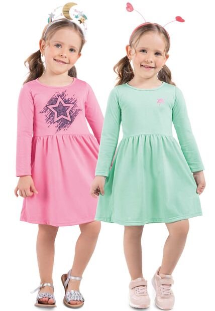 Vestido Paq X2 Infantil Femenino Multicolor Mp 92406
