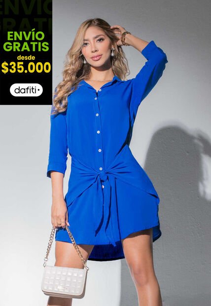 Vestido Corto Mujer Azul Mp 101933