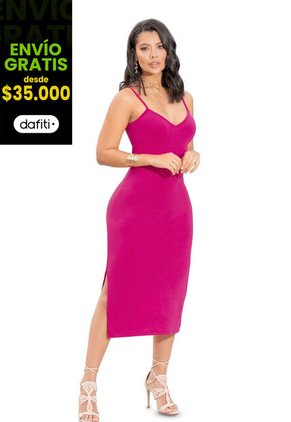 Vestido Largo Mujer Fucsia Mp 5164