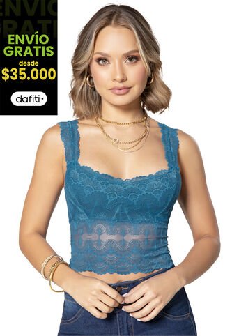 Crop Top Mujer Azul Petroleo Mp 92547 MP