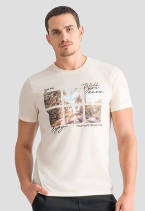 Camiseta Hombre Crema Mp 113062