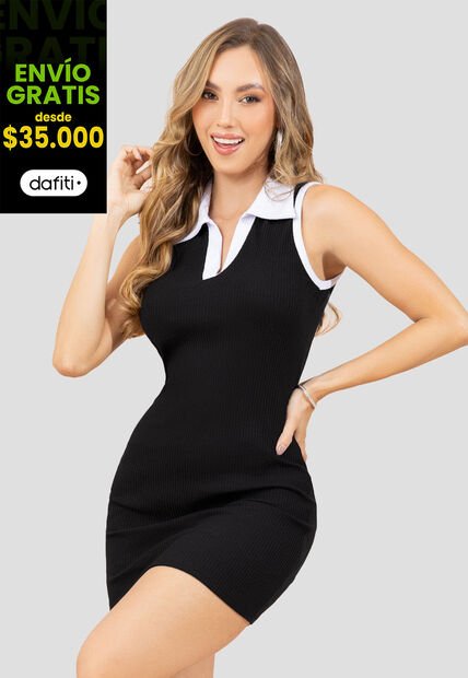 Vestido Mujer Negro Mp 110502