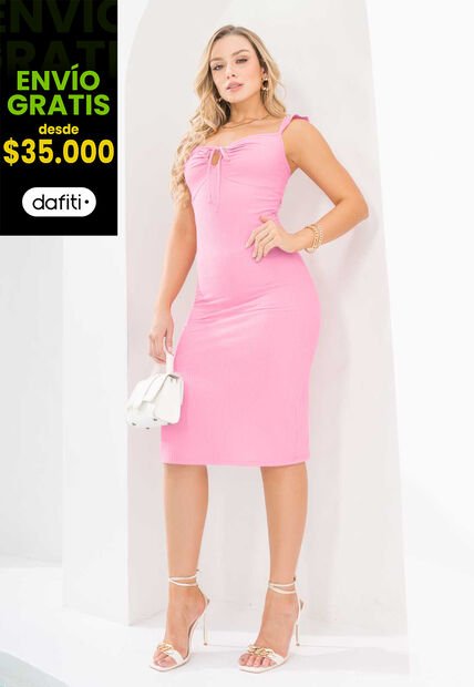 Vestido Largo Exterior Rosado Mp 1063