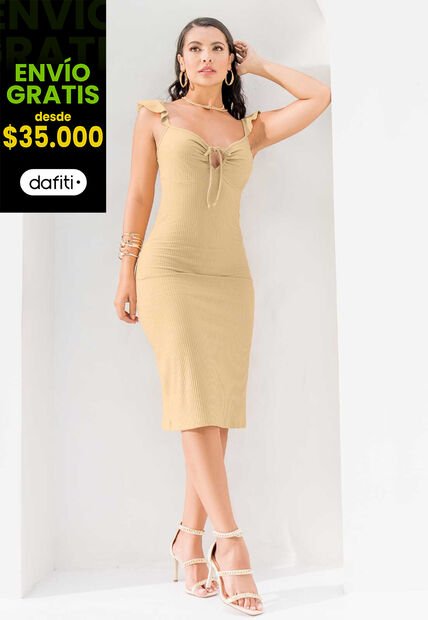 Vestido Largo Exterior Caramelo Mp 1063