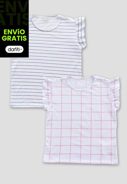 Camiseta Paq X2 Infantil Femenino Estampado Mp 112571