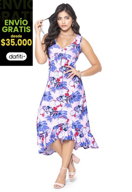 Vestido Largo Mujer Estampado Mp 91789